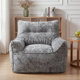 Garvee Oversized Chenille Bean Bag Chair with Armrests & Side Pocket, High-Density Shredded Foam Filling, Ergonomic Back Support for Adults & Kids, Comfy Lazy Sofa for Living Room, Bedroom, Gray - Gray