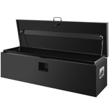 Garvee 42"X16"X14" Heavy Duty Lockable Steel Truck Bed Toolbox – Dual Lids, Weatherproof Powder-Coated, Front & Side Handles, Gas Struts for Pickup, RV, Trailer, Black - Black