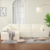 Garvee Boneless Comfort Modular Sectional Sofa – 108'' Deep Seat Corduroy Memory Foam Couch – No-Assembly, Space-Saving L-Shaped Design – Cozy Seating for Living Room or Bedroom, White - White