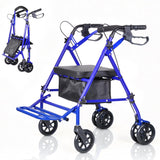 Garvee Lightweight 2-in-1 Rollator Walker & Wheelchair for Adults & Seniors, Adjustable Height, Carbon Steel Frame, 6" Wheels, Underseat Storage, Portable Mobility Aid, Blue - Blue