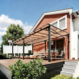 Garvee 12 x 20 ft Wall-Mounted Hardtop Gazebo, Lean-to Pergola with 6 mm UV-Resistant Polycarbonate Roof, Reinforced Aluminum Frame & Steel Columns for Patio, Deck & Backyard