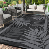 Garvee Modern Outdoor Plastic Rug 9x18ft – Waterproof & UV Resistant Patio Carpet – Heavy Duty, Reversible, Easy to Clean, Ideal for Garden, Deck, Poolside, Picnic, Camping – Black Grey - Black/Gray