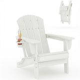 Garvee Folding Wooden Adirondack Chair, Outdoor Lounge Chair with Ergonomic High Back, White - White