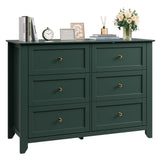 Garvee 6 Drawer Dresser for Bedroom, 47.2" Wide Modern Large Chest of Drawers with Metal Knobs, Wooden Clothes Storage Organizer for Closet, Nursery, Living Room, Apartment, Green - Green