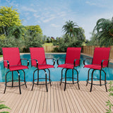 Garvee All-Weather Swivel Bar Stools Set of 2 – High Back Armrest Outdoor Patio Bar Chairs – Rotating Counter Height Seating for Deck, Lawn, Garden, Backyard, Poolside – Includes x2
