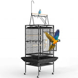 Garvee Extra Large 82" Parrot Cage with Play Top & Rolling Stand, Heavy Duty Wrought Iron Aviary – Spacious, Secure, Easy to Clean – Removable Tray & Rope Perch – Ideal for Parrots, Parakeets - Black | 82" H