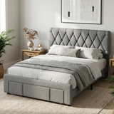 Garvee Spacious Storage Drawers Upholstered Platform Bed Frame - Twin Size - Sturdy-color -> Sturdy Wooden Slats - Sturdy Mattress Foundation - Easy Assembly - No Box Spring Needed - Gray - TWIN Gray - Gray