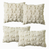 Garvee 4-Pack Bow Faux Fur Pillow Covers, Square & Lumbar Set 18x18/20x12 Inch, Faux Fur Plush Coquette Decor for Couch Sofa Bed, Beige - Beige