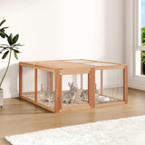 Garvee Portable Folding Wooden Chicken Coop & Rabbit Hutch – No-Assembly Needed, Spacious Small Animal Cage with Top & Side Doors – Secure, Sturdy Playpen for Chickens, Rabbits, Poultry – Dark Oak+Oak (Sturdy Wood Color) - Wood