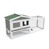 Garvee Large 2-Story Wooden Small Animal Cage for Rabbits, Guinea Pigs & Chickens - Weatherproof Indoor Outdoor Hutch with Anti-Chew Metal Frame, Removable Wire Netting, Leak-Proof Pull-Out Tray, Gray - Gray