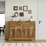 Garvee Farmhouse 55" Wood Sideboard Buffet Cabinet with 4 Doors & 4 Drawers for Kitchen and Dining Room, Brown
