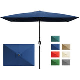 Garvee 10' x 6.5' Rectangular Patio Umbrella – Robust 6-Rib Outdoor Table Umbrella with Crank & Push Button Tilt, UV Sun Shade for Garden, Deck, Lawn, Pool – Navy Blue - Navy Blue