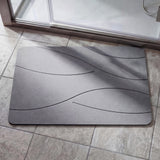 Garvee Quick Dry Stone Bath Mat 15" × 24", Diatomaceous Earth Bath Rug with Non-Slip Backing, Fast Absorbing Hard Bathroom Mat for Shower, Kitchen & Pet Area, Gray Wave - Gray-2