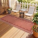 Garvee Washable Non-Slip Jute Runner Rug – Scalloped Edge, Mark Resistant, Modern Neutral Carpet for Kitchen, Hallway, Entryway, Bedroom, Living Room, Indoor Outdoor – Brick Orange, 2x6ft - Terracotta