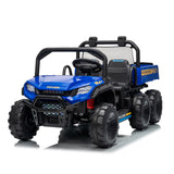 Garvee 24V 4WD Electric Ride on Dump Truck for Kids, 2 Seater with Remote Control, Dump Bed, 3 Speed Modes, Music Player, All-Terrain Off-Road Vehicle Toy for Boys & Girls - Blue