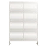 Garvee 2PCS 72" White-Long Clauses Decorative Metal Privacy Fence Panels, Rustproof Freestanding Iron Garden Screens with Vertical & Horizontal Stripe Design, Snap-Together Outdoor & Indoor Dividers for Patio, Balcony & Yard - White-Long Clauses