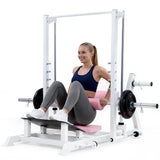 Garvee Hip Thrust Machine Home Gym Smith Machine for Glute Training, Adjustable Height & Smooth Linear Bearing Bar, Open-Frame Power Rack with Storage, Home Strength Training - Pink