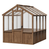 Garvee Spacious 6x8 FT Walk-In Wooden Greenhouse for Outdoors – Heavy Duty Spruce Frame, Durable PC Panels, Adjustable Roof Vents, Lockable Door – Outdoor Storage for Garden, Patio, Lawn – 6x8 Vintage Color - Dark Brown