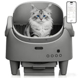 Garvee Automatic Cat Litter Box with App Control, Smart Self Cleaning Odor-Free Cat Toilet with Large Waste Bin and Disposable Bags, Open Top Design for Single or Multi Cat Households, Gray - Gray