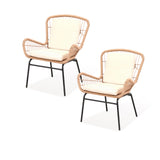 Garvee Outdoor Patio Bistro Set, 3-Piece Weather-Resistant Metal Bistro Table and Chairs, Compact Round Patio Furniture Set with Comfortable Seating for Balcony, Garden, Porch & Backyard, Beige