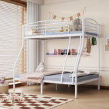 Garvee Twin over Full Bunk Bed, Metal Bunk Beds with Ladder and Guardrail,Heavy Duty Space Saving Design,Smooth Rounded Edges,Ideal for Dorms and Small Rooms,White - White