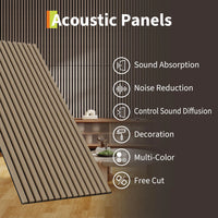 Garvee Set of 8 Modern 3D Fluted Acoustic Wood Slat Wall Panels 47.2" x 23.6" Soundproof Decorative Panels for Home Theater, Office, Studio and Interior Walls, Walnut