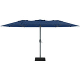 Garvee 9' × 15' Extra Wide Patio Umbrella, 12-Rib Iron Frame, Oxford Canopy, Blue - Blue