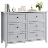 Garvee 6 Drawer Dresser for Bedroom, 47.2" Wide Modern Large Chest of Drawers with Metal Knobs, Wooden Clothes Storage Organizer for Closet, Nursery, Living Room, Apartment, Grey - Gray