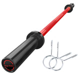 Garvee Heavy Duty 4 FT Powerlifting Bar – 500LB Capacity, 2" Sleeves, Knurled Grip, Compact for Bench Press, Squats, Deadlifts, Home Gym – Black/Redts, Home Gym – Black/Red - Red