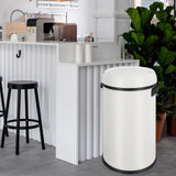 Garvee 17 Gallon Flip Top Trash Can, Commercial Grade Heavy Duty Brushed Stainless Steel Outdoor Trash Can, Large Kitchen Trash Can, White - White