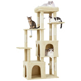 Garvee 61" Multi-Level Cat Tree for Indoor Cats, Heavy-Duty Tower for Large Adult & Maine Coon Cats with Oversized Perch, Dual Condos, Natural Sisal Scratching Posts & Play Toys – Beige - Beige