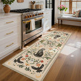 Garvee Cat Runner Rug – Washable, Non-Slip, mark Resistant Low-Pile Carpet with Floral and Gothic Cat Design, Soft Entryway Mat for Kitchen, Hallway, Bathroom – Camel, 2x6ft - Camel