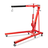 Garvee 2 Ton Engine Hoist Cherry Picker - 4400 Lbs Capacity, Foldable Design, Steel Frame, 6 Casters, Hydraulic Pump - Portable for Truck & Boat Engines, Red - Red