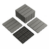 Garvee Waterproof Interconnected Composite Deck Tiles 12"x12" 9PCS/Set – Durable Wood Grain Plastic, Non-Slip, Easy DIY Snap Installation – Outdoor & Indoor Patio Flooring for Balcony, Porch, Poolside – Dark Grey - Grey -1