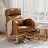 Garvee PU Leather Rocking Chair with Footrest, Modern Nursery Glider Chair with Side Pockets and Pillow, Rocker Chair for Living Room Bedroom Nursing Room, Orange - Orange
