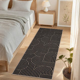 Garvee Ultra-Thin Washable Jute Runner Rug – Non-Slip, Non-Shedding, Mark Resistant Modern Rainbow Abstract Carpet for Entryway, Kitchen, Bedroom, Laundry, Black, 2x6ft - Black