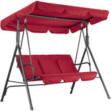 Garvee 3-Seat Outdoor Porch Swing Chair with Adjustable Canopy, Heavy-Duty Metal Frame Patio Swing for Backyard, Lawn & Porch,Red - Red