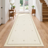 Garvee Washable Runner Rug 2' × 6’ – Non-Slip, Low Pile, Modern Geometric Bordered Carpet – Soft, Non-Shedding, Spot Resistant for Hallway, Kitchen, Entryway – Beige - Beige