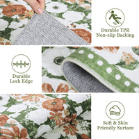 Garvee 5' × 7' 4th of July Patriotic Floral Rug, Sage Green/White/Rust American Flag Washable Area Rug