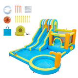 Garvee 16 FT Inflatable Water Slide Park – 9-in-1 Backyard Bounce House with Dual Racing Slides, Climbing Wall, Trampoline, Splash Pool, Water Squirter, Basketball Hoop, Hexagonal Dragon Theme - Twin-Lane Water Park