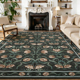 Garvee 8x10 Floral Modern Area Rug for Living Room, Soft Low-Pile, Machine Washable, Non-Slip TPR Backing, Kids & Pet Friendly, Bedroom & Dining - Black