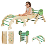 Garvee 7-in-1 Collapsible Climbing Triangle Climbing Set – Educational Wooden Indoor Playground Gym for Toddlers – Includes Arch, Ramp, Ladder – Jungle Gym Activity Center for Boys and Girls – Green
