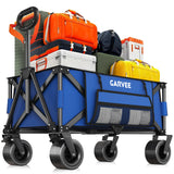 Garvee Heavy Duty Collapsible Garden Wagon Cart, 280L Large Folding Utility Wagon with 460 lb Capacity, All-Terrain Wheels, Side Pockets, Cup Holders & Storage Cover, Blue - Blue
