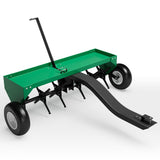 Garvee 40" Tow Behind Plug Aerator for Lawn Tractor & ATV, 24 Steel Tines, 150 lb Weight Tray, Galvanized Steel, Universal Hitch, Inflatable Wheels, Lawn & Garden - Green