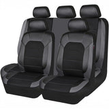 Garvee Global 9-Piece PU Leather Car Seat Cover Set – Full Coverage, Waterproof, Breathable, Non-Slip, Safety Cushion Compatible, Easy Installation – Fits Auto, Ford, Audi, Toyota, French Car, Mini, Includes Headrest Covers – Gray - Grey