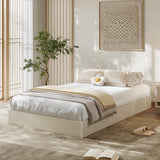 Garvee Minimalist Fluted Platform Bed Frame – Cream White Wooden, Low Profile, Modern Noise-Free, Easy Assembly, No Box Spring Needed – Twin XL Size