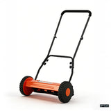 Garvee 16" Push Reel Lawn Mower, 5-Blade Manual Walk-Behind Mower with Adjustable Cutting Height, Foldable Hand Push Mower for Small Yards, Orange - Orange