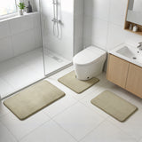 Garvee 3-Piece Olive Green Bathroom Rug Set, Non-Slip Quick-Dry Velvet Memory Foam Bath Mats for Shower, Toilet & Bathroom Floor - Olive Green