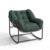 Garvee Outdoor Papasan Rocking Chair, Oversized Egg-Shaped Papasan Rocker with Cushion, Indoor & Outdoor,330 LBS Capacity, Patio Rocking Chair for Patio, Garden, Living Room, Green - Green