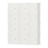 Garvee Plastic Metal Combination Cabinet 12 Cube Storage Organizer - Durable Plastic Storage Cabinet, 12 Compartments, Space-Saving Design, Versatile Use, Easy Assembly, White - White